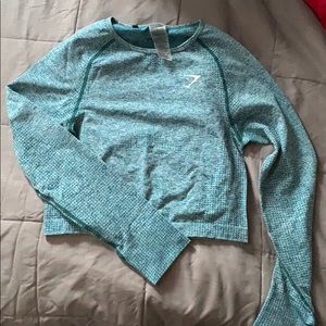 Gymshark teal seamless long sleeve crop